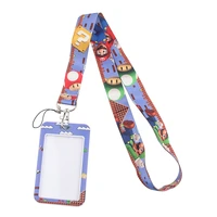 lx517 mushroom game card set lanyard neck strap rope for mobile cell phone id card badge holder with keychain keyring