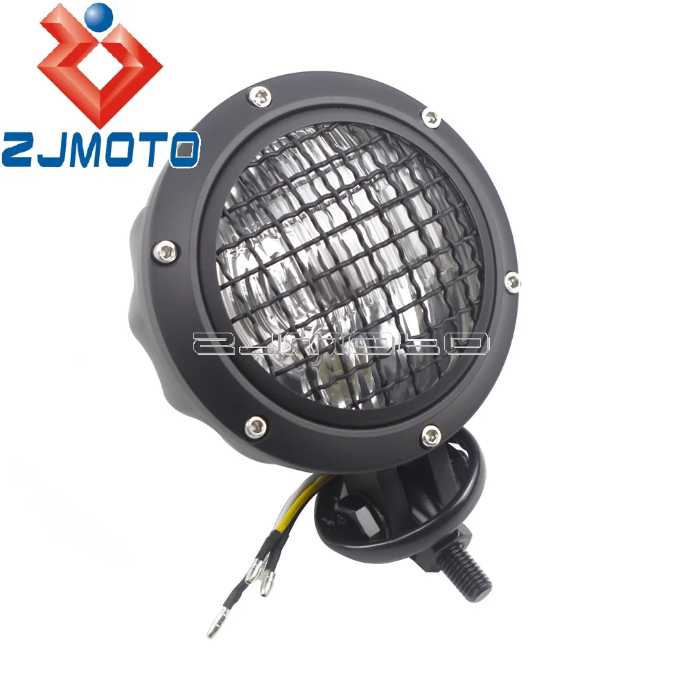 Vintage Motorcycle Faceted Headlight For Harley Honda Yamaha Scrambler Cruiser Bobber Custom Cafe Racer 4.5&quot Grille Headlamp |