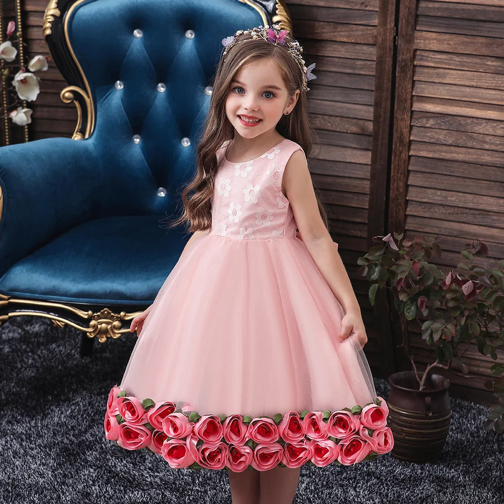 Европейские льняные платья для маленьких девочек и подружек невесты детей