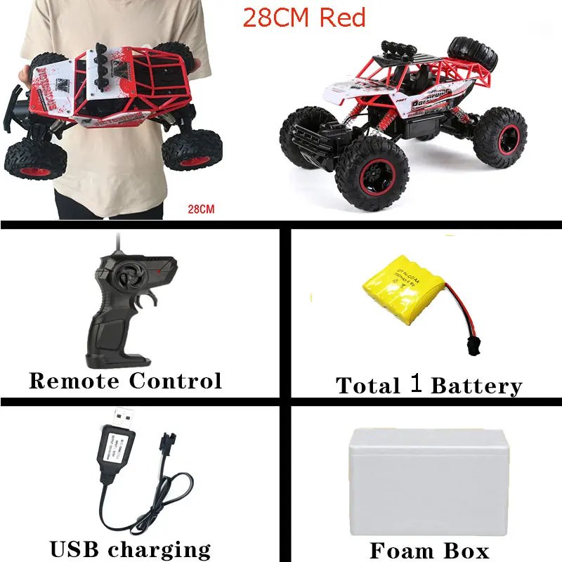 28cm Red Радиоуправляемая машина 1/12 4WD с дистанционным управлением высокоскоростная машина 2,4 Ghz электрические радиоуправляемые игрушки Monster Truck Багги внедорожные Автомобили детские подарки - Цвет: 28cm Red