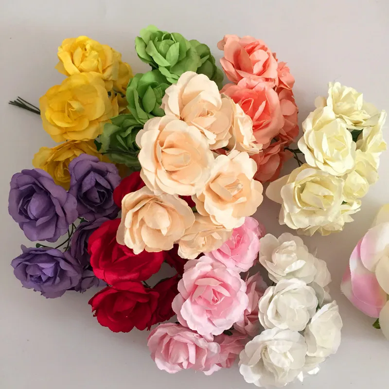 3 5 см Искусственный созданный вручную шелковицы бумажный цветок Роза Букет