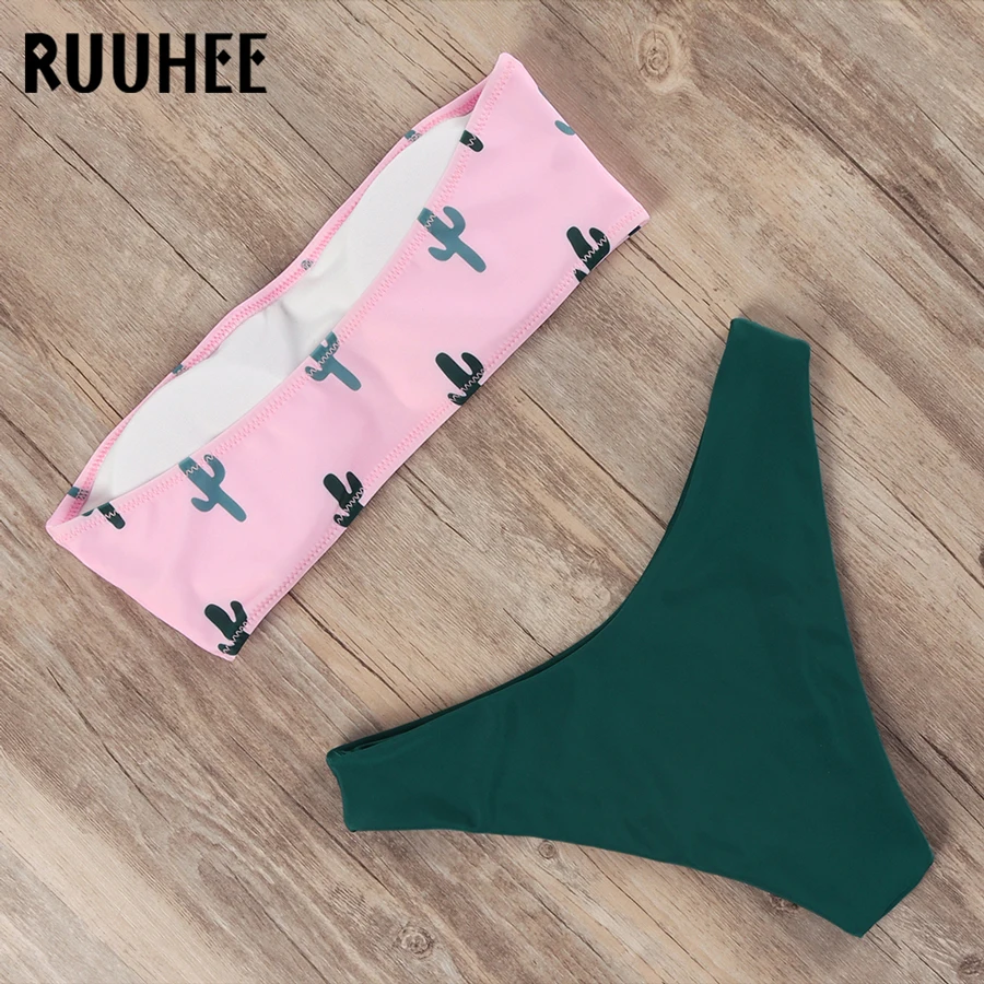 RUUHEE, черный купальник бикини, сексуальный купальник для женщин,, бандо, бразильский комплект бикини, купальный костюм, летний купальник, пляжная одежда