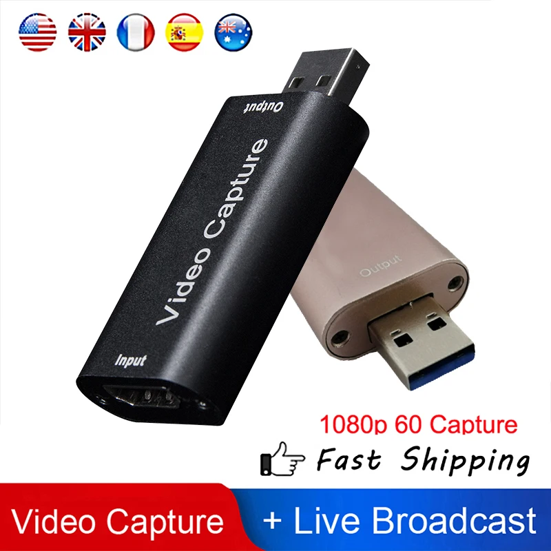 

4K Video Capture Card USB 3.0 2.0 HDMI-compatible Video Grabber Record Box for PS4 Game DVD Camcorder Recording Live Streaming
