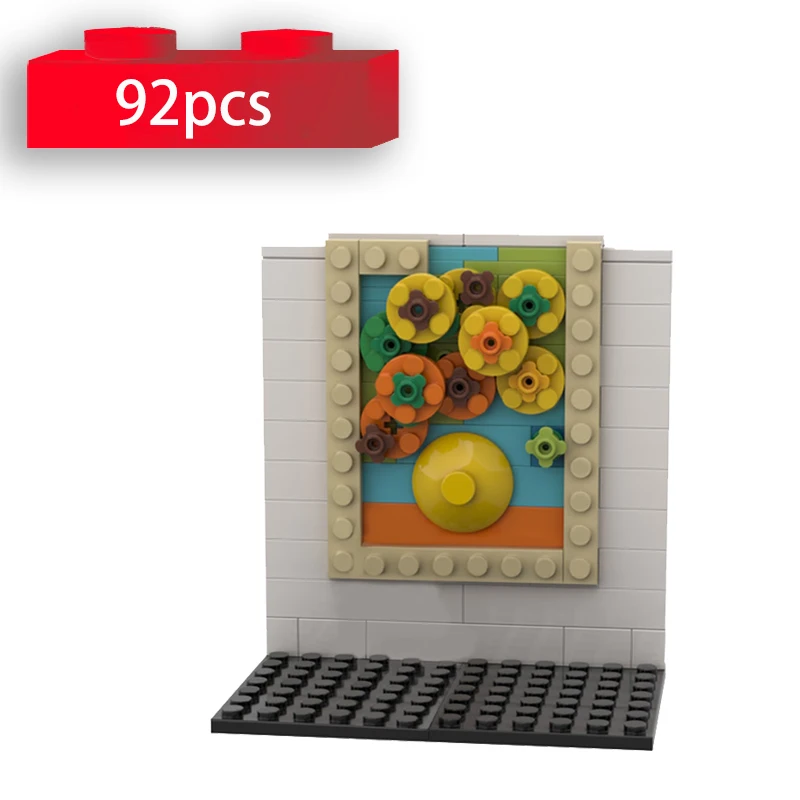 

Ван Гог подсолнухи мини творческий Всемирно известный живопись строительные блоки пиксель искусство кирпичи MOC коллекционные игрушки для ...