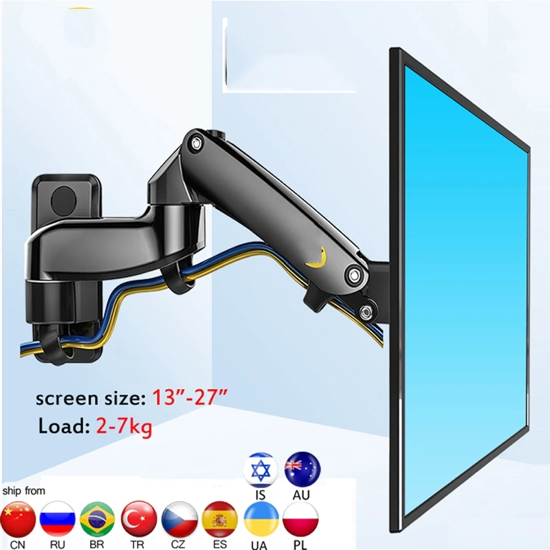 

100x100 soporte monitor wall mount screen aluminum good gas spring air press 13"-27" TV wall bracket holder