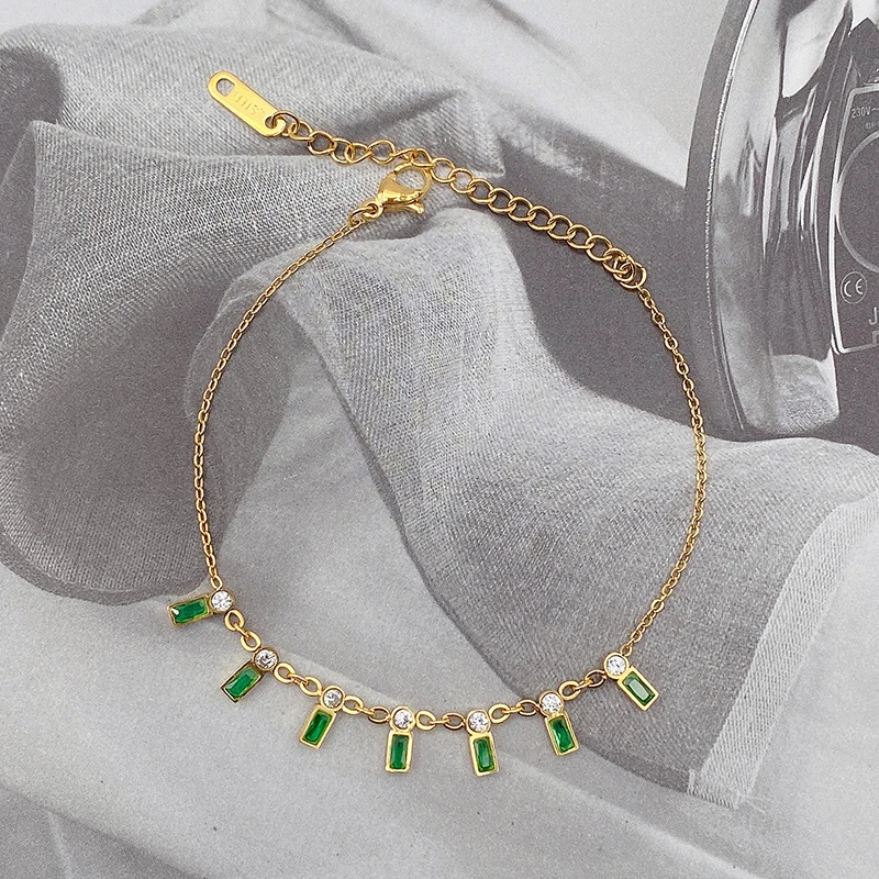 

Vanifin Simple Stainless Steel Women's Bracelet Rectangle Colored Zircon Classic Fashion Jewelry best gift