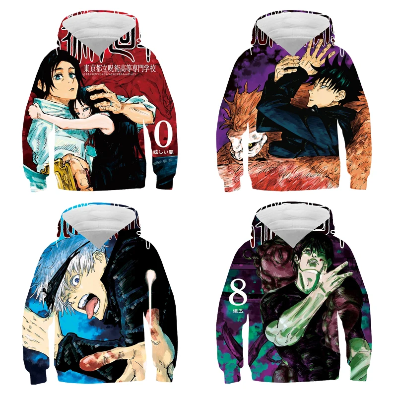

Новинка 2021 г., худи с 3D принтом ююютсу кайсена, теплые мужские свитшоты с аниме-принтом, одежда для мальчиков большого размера, Повседневная модная Женская толстовка