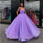 Сиреневое платье без бретелек, длинное платье Quinceanera с открытой спиной, 2021, милое платье 16, Пышное Бальное платье для женщин, дешевое индивидуальное платье