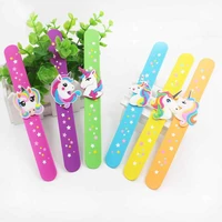 6pcslot colorful unicorn party favors slap snap wrap wristband band bracelet hand ring kids toy baby shower birthday party gift