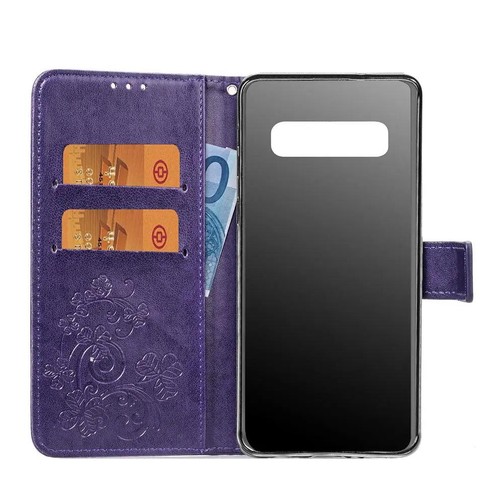 Four-leaf Clover Pattern PU Leather Flip Phone Lanyard Wallet Cover Case For Samsung Galaxy Note 8 9 10 Pro S8 S9 S10 Plus S10e | Мобильные