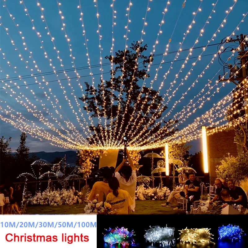 

10M 20M 30M 50M 100M Festoon Led String Light Garland New Year Christmas Light 8 Modes for Home Living Room Wedding Decoration