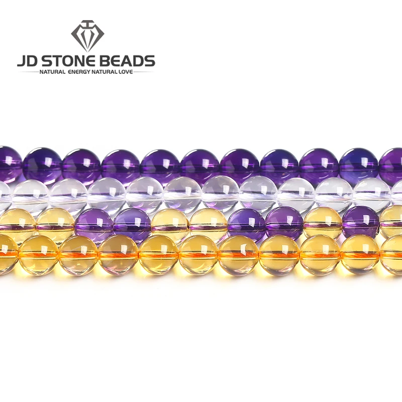

Natural Amethyst Citrine Ametrine Stone 4 6 8 10 12mm White Quartz For Diy Accessories Women Design Necklace Jewelry Making