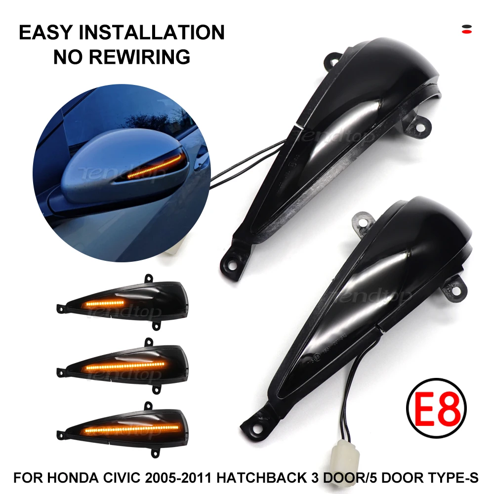 

Led Flashing Dynamic Direction Indicator Side Wing Mirror Turn Signal Light For Honda Civic 8th Hatchback MK8 Type-S Type-R FN