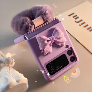 for samsung zflip3 case plush phone case for samsung zflip 3 conque female f7110 folding screen lanyard lavender purple z flip3