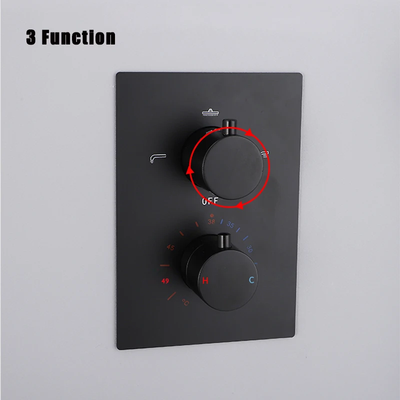 bathroom thermostatic shower faucets black luxury waterfall shower head thermostatic 3 ways valve bathroom shower faucet sets free global shipping