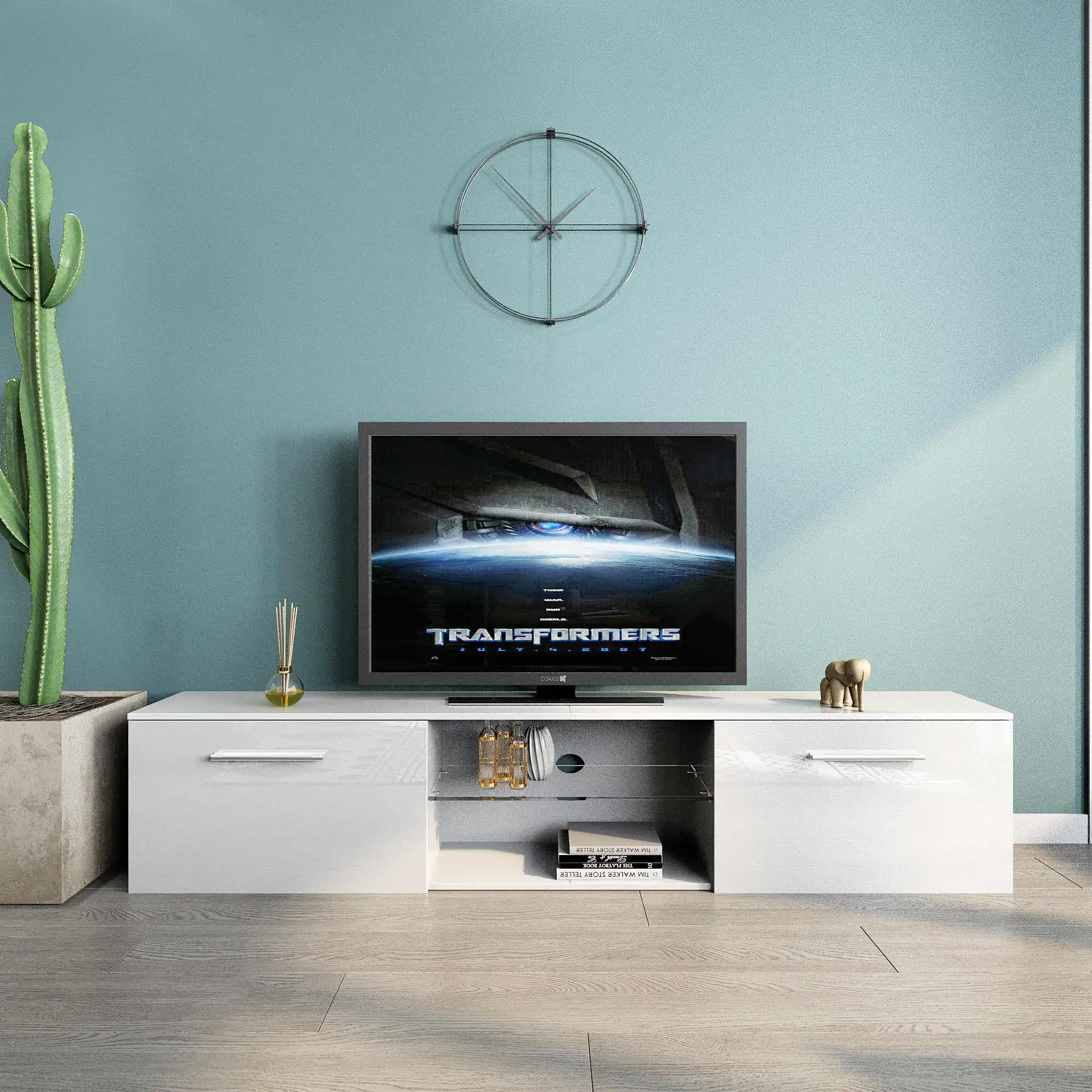 Mondeer-armarios de TV con puertas LED de alto brillo, mueble de madera para televisor de 43, 50,