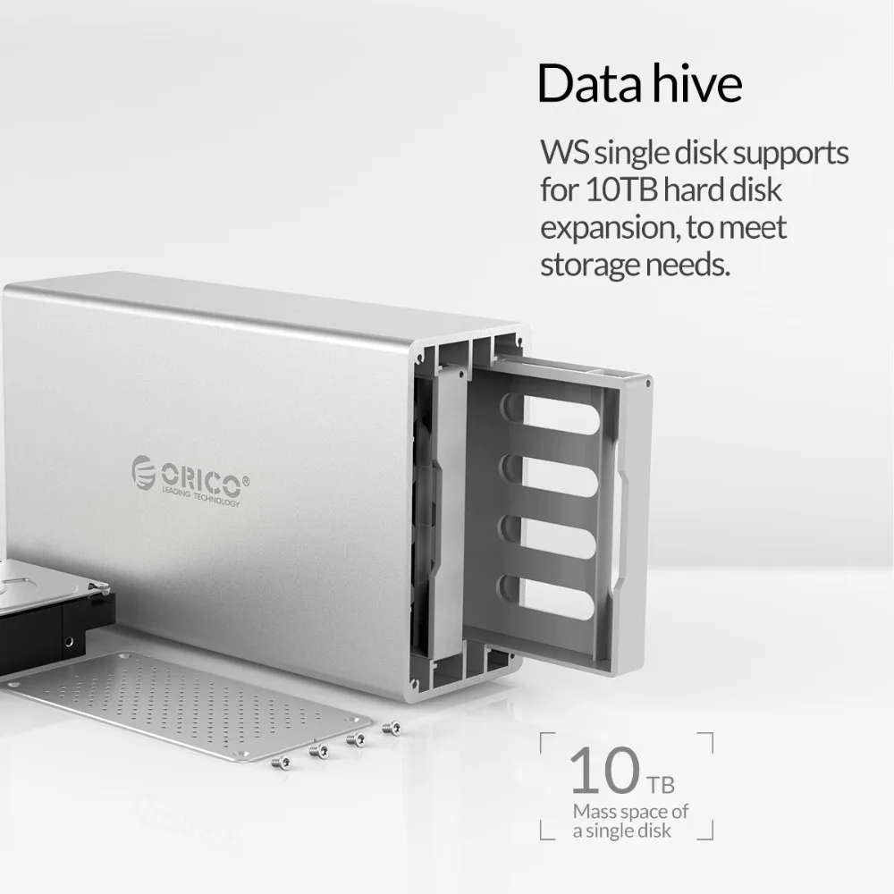 ORICO 2 Bay Type C Hard Drive Case With Raid Power Adapter Aluminum 5Gbps 3.5