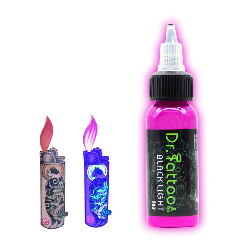 FedEx  Free Shipping 6 Colors Set UV Ink Black Light Tattoo Ink Come From USA Glow Bright Under the Blacklight 30ml*6Bottles