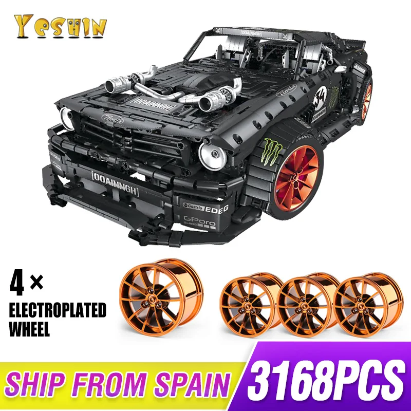 Новинка 1965 Ford Mustang Hoonicorn гоночный автомобиль fit Technic MOC-22970 FIT 20102 строительные блоки кирпичи детские игрушки подарок