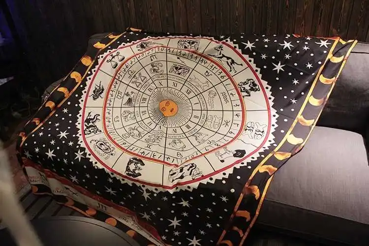 

Thin silk bedroom decorative tapestry background cloth Tarot tablecloth twelve constellations hanging cloth altar cloth Gift