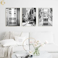 paris city view canvas painting black and white prints team building posters modern wall art pictures for home decoration
