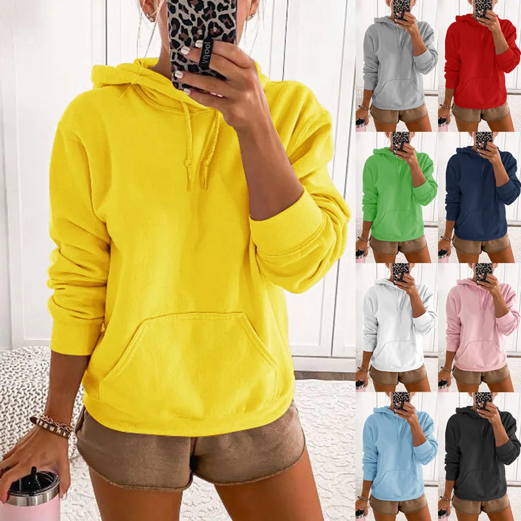 Women Brand Hooded Hoodies Streetwear Hip Hop And Sweatshirts Solid Red Black Gray Pink Green White Purple | Тематическая одежда и