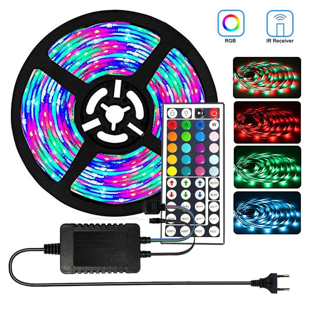 RGB led ленточный светильник 5 м 300 светодиодный s SMD 3528 водонепроницаемый гибкий ИК пульт дистанционного управления 12 В адаптер питания набор светодиодный светильник украшение дома