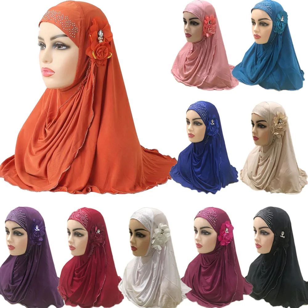 

Muslim Hijab Flower Diamond Shawl Women Headscarf Ready To Wear Hijab Islamic One Piece Amira Instant Scarf Turban Malaysia Wrap
