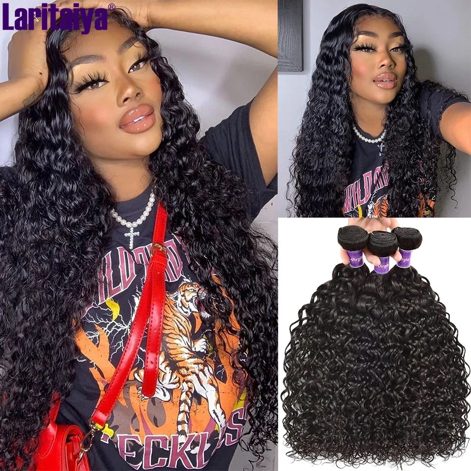 13x4 Transparent Lace Frontal With Bundles Peruvian Water Wave 100% Remy Human Hair Closure | Шиньоны и парики