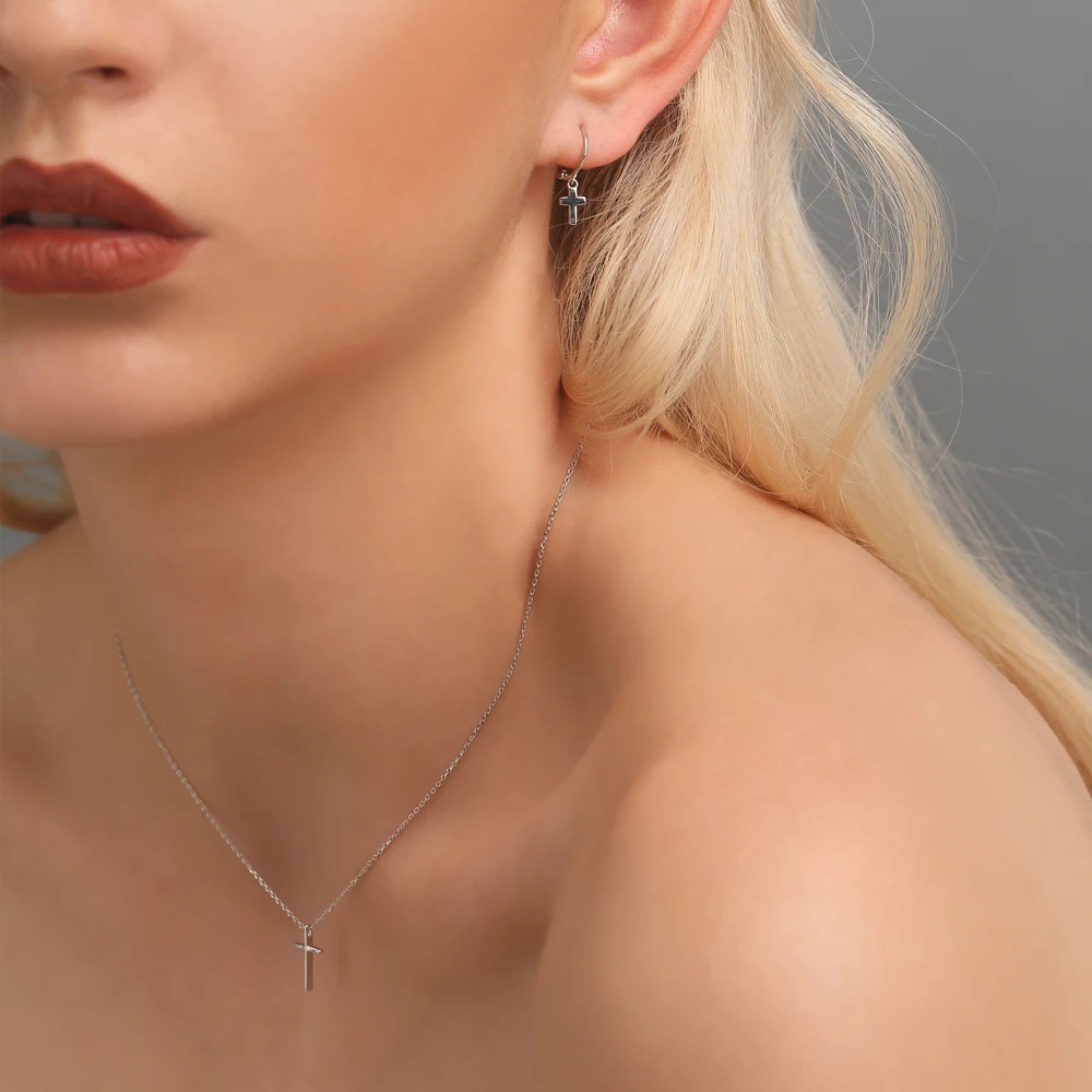 SUPERWEAR Малый крест ожерелье 925 пробы Серебряный корейский слоистый кулон s для