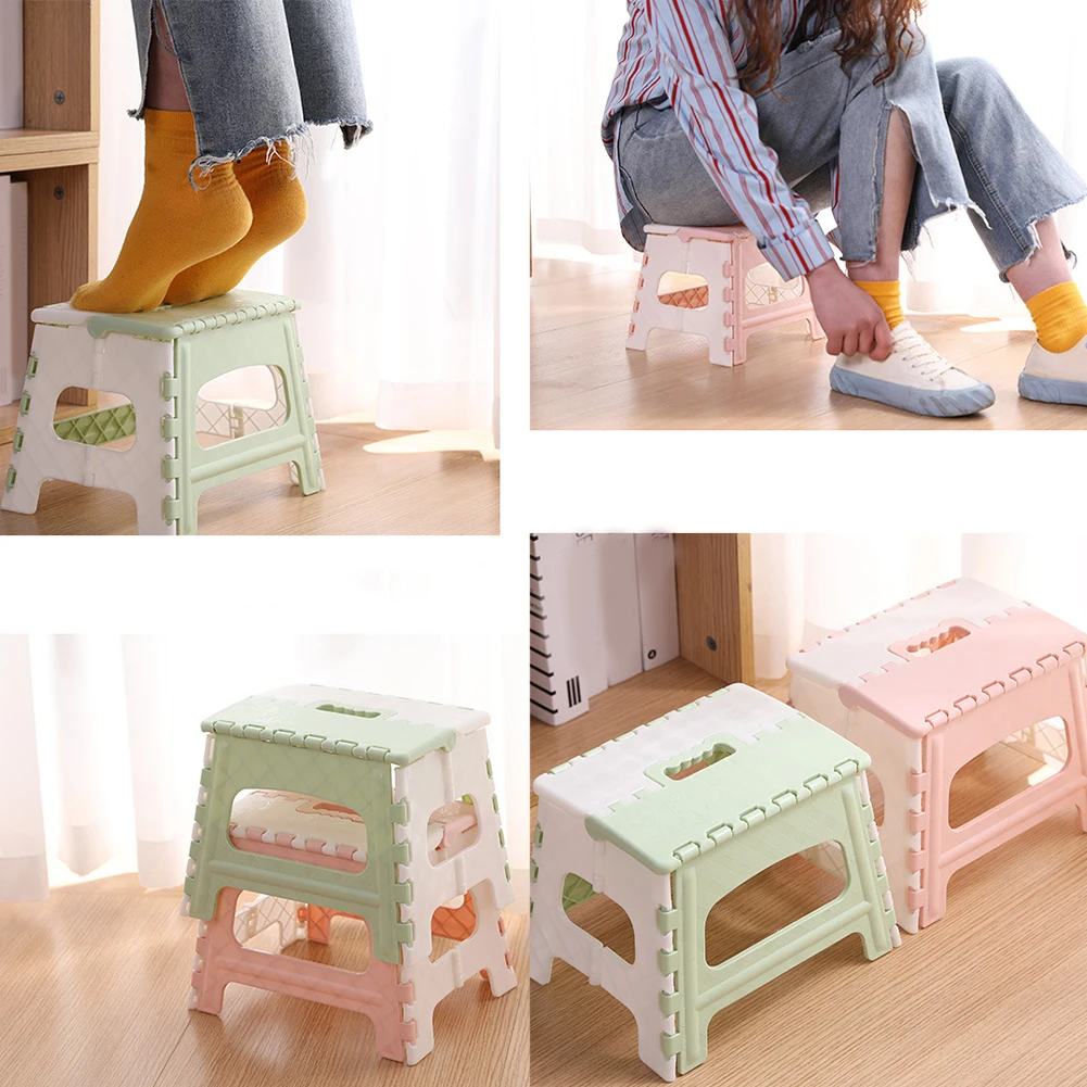 

Foldable Stool Portable PP Lightweight Living Room Multi Purpose Easy Clean Bedroom Outdoor Home Train Non Slip Kids Adults
