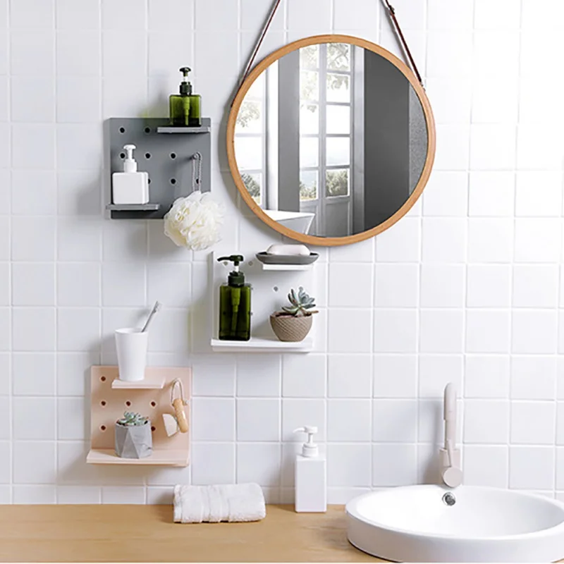 Storage Wall Decor Hole Board Holder Plastic Shelf For Home Use With Sticker Pegboard PP | Дом и сад