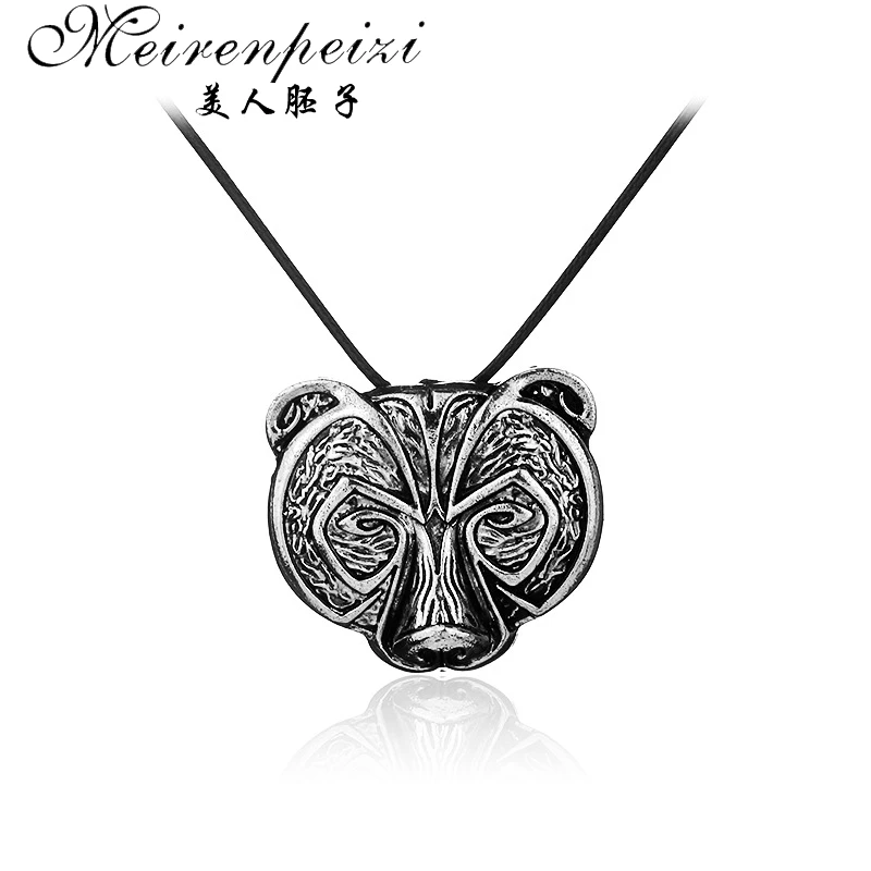 Фото 1Pc Norse Viking Bear Amulet Necklace Legendary Viking Bear Head Amulet Vintage Pendant Necklace Talisman Jewelry №1