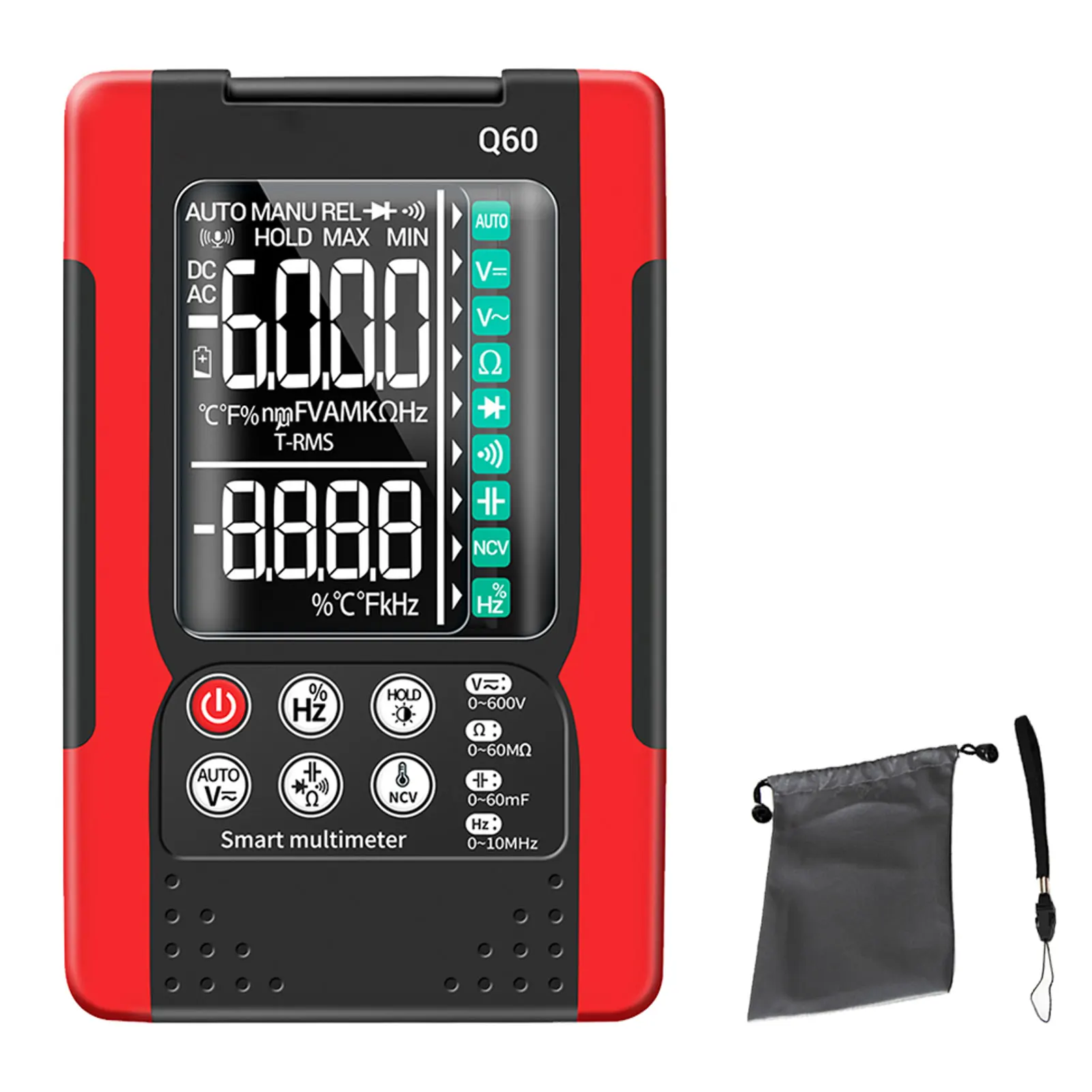 

Portable Multimeter Digital Continuity Ammeter Auto Range Large Screen Pratical Measuring Devices Current Resistance Durable