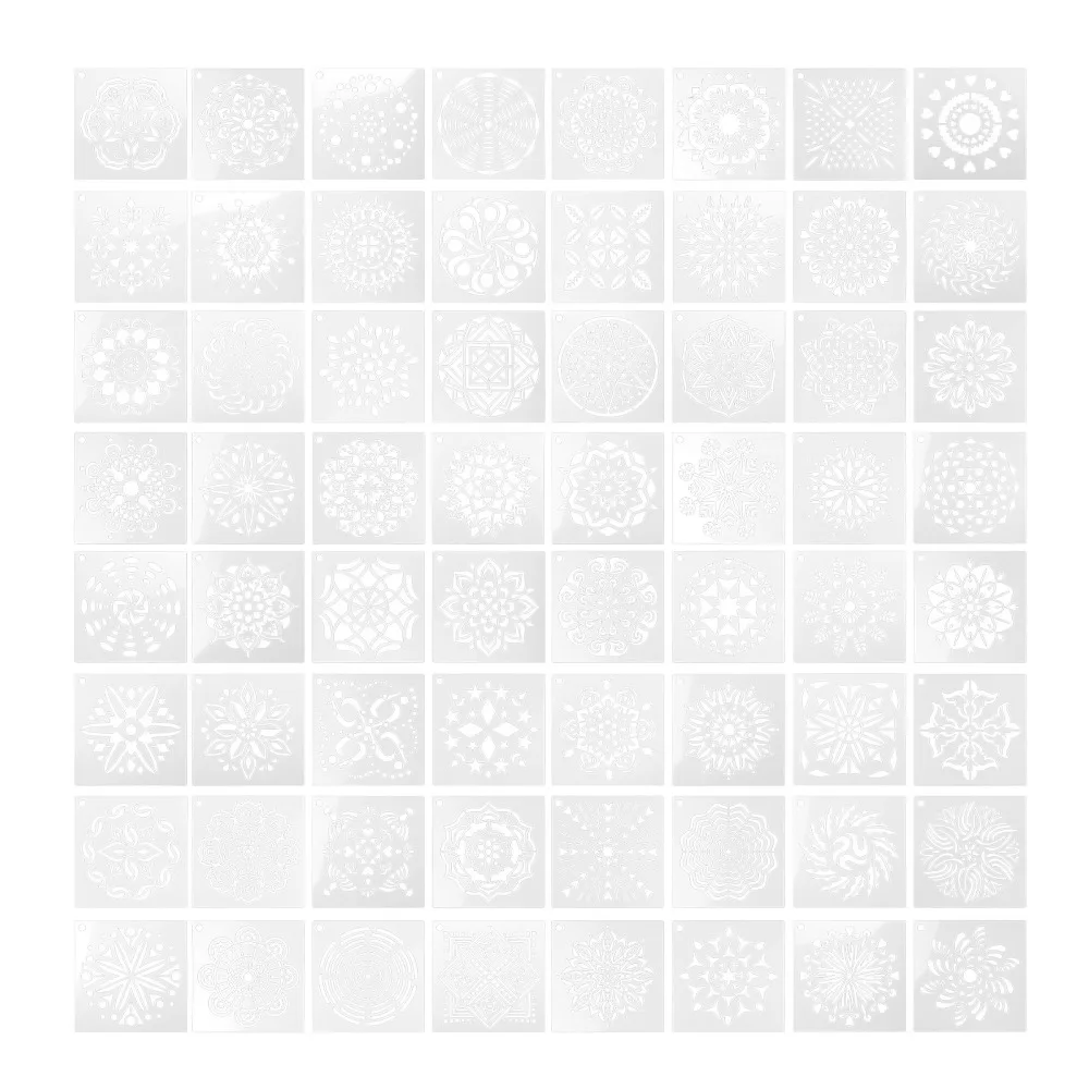 

64pcs Mandala Flower Hollow Painting Template Easy Drawing Stencils For Album