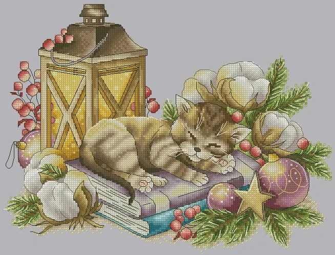 

Набор для вышивки «Кот на книге» 39-32, Набор для вышивки крестом, тканевая нить, наборы для рукоделия