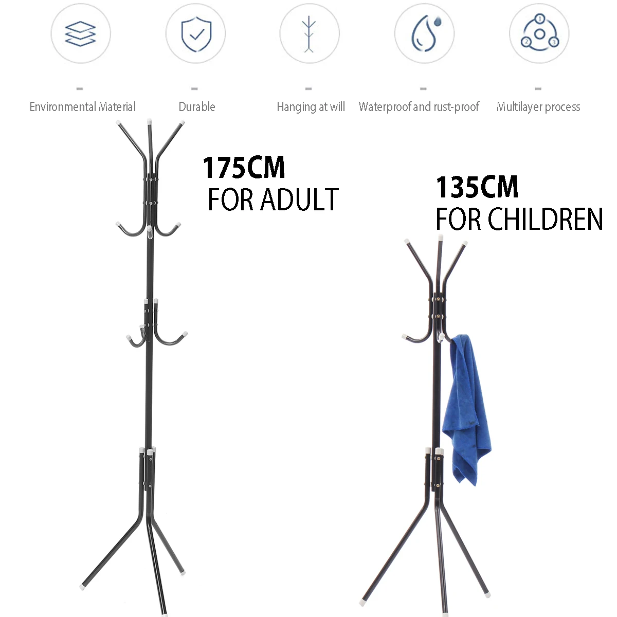 Металлическая стойка для пальто 6/9 крючков детей и взрослых вешалка одежды с