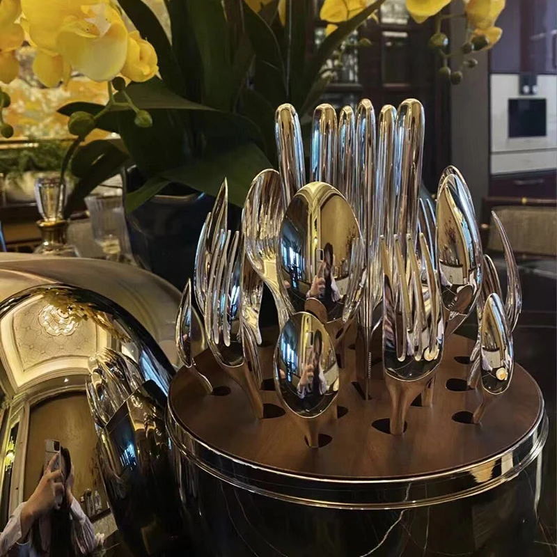 

Egg Dinner Set Stainless Steel Tableware Luxury Cutlery Vintage Quality Knife Fork Dining Western