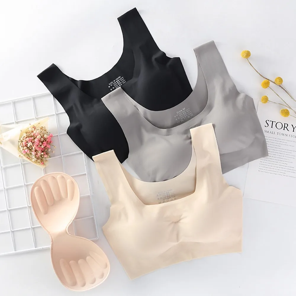 

Sexy Women Bras Push Up Gather Bralette Seamless Bra Wire Free Soutien Gorge Femme Comfort Underwear Solid Color Vest Brassiere