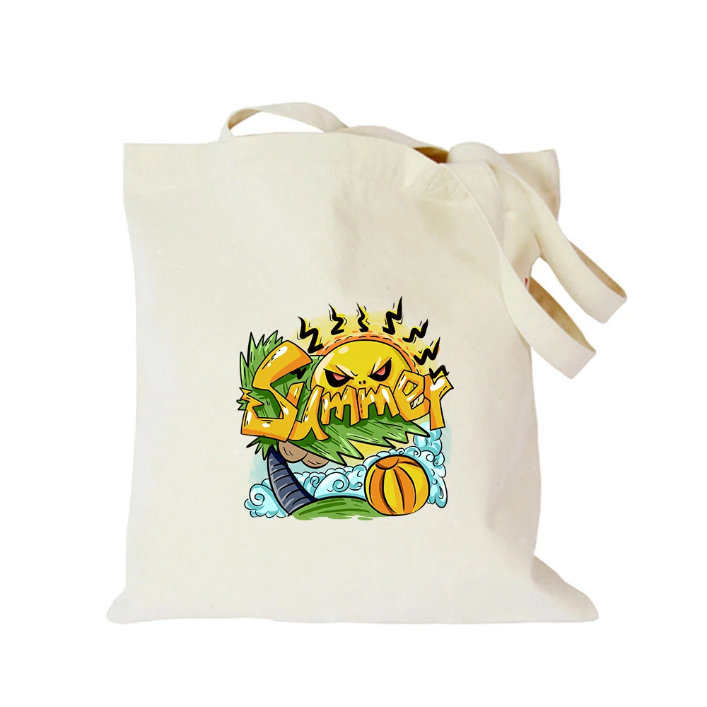 Original Custom logo Canvas Tote Cute Rock Graffiti Cartoon Print Handbag Men or Women Shoulder Bag Kawaii Shopping hand bag |