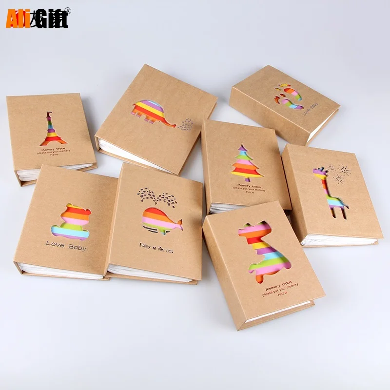 Альбом для фотографий разных размеров 6 дюймов 100 отделений Крафтовая бумага