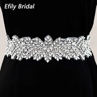 efily silver color rhinestone bridal belt wedding with crystal sash belt for party dress accessories dress party bridesmaid gift