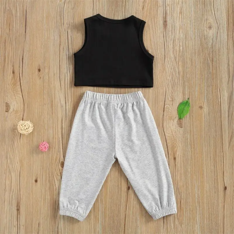 

Toddler Kids Baby Girl Clothes Vest Top T-shirt Pants Trousers Outfits Tracksuit