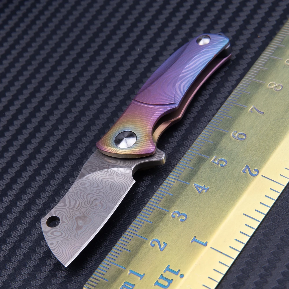 

Titanium Alloy Damascus Folding Knife Multifunctional Tool Knife Camping Tactical Knife Outdoor Self-defense Knife