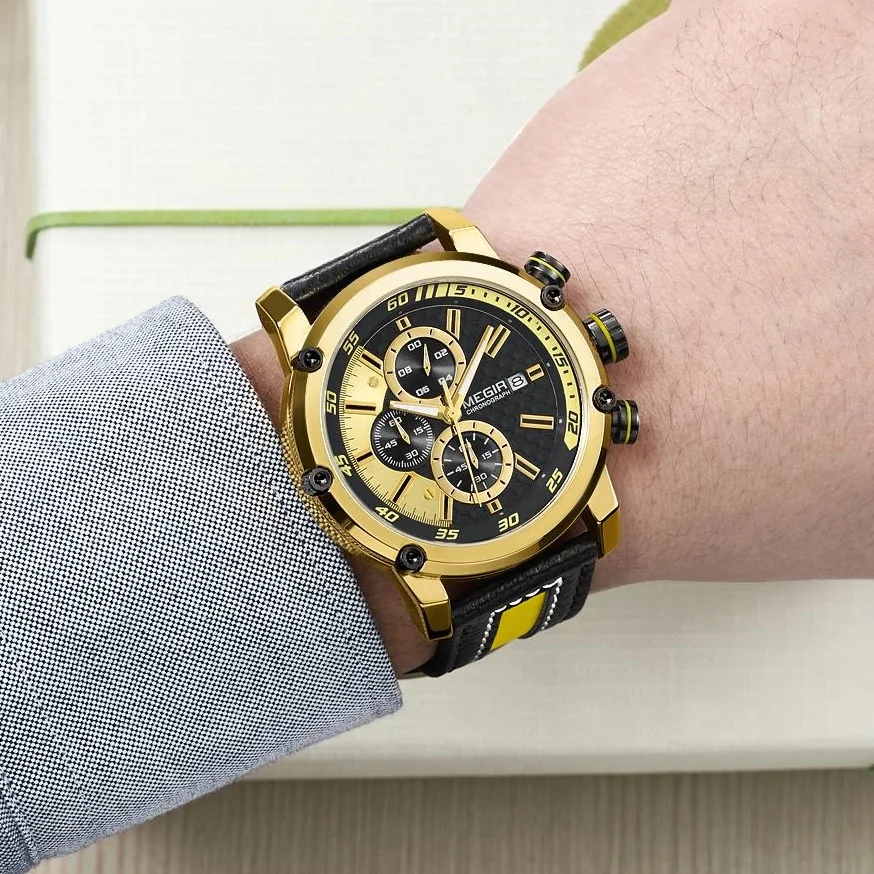 Часы MEGIR Мужские кварцевые с хронографом креативные спортивные роскошные