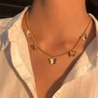 Цепочка с подвеской-бабочкой золотого и серебряного цвета, ожерелье для женщин, многослойное ожерелье-чокер, ожерелья в стиле бохо, Пляжная бижутерия, подарок, дешевый чокер