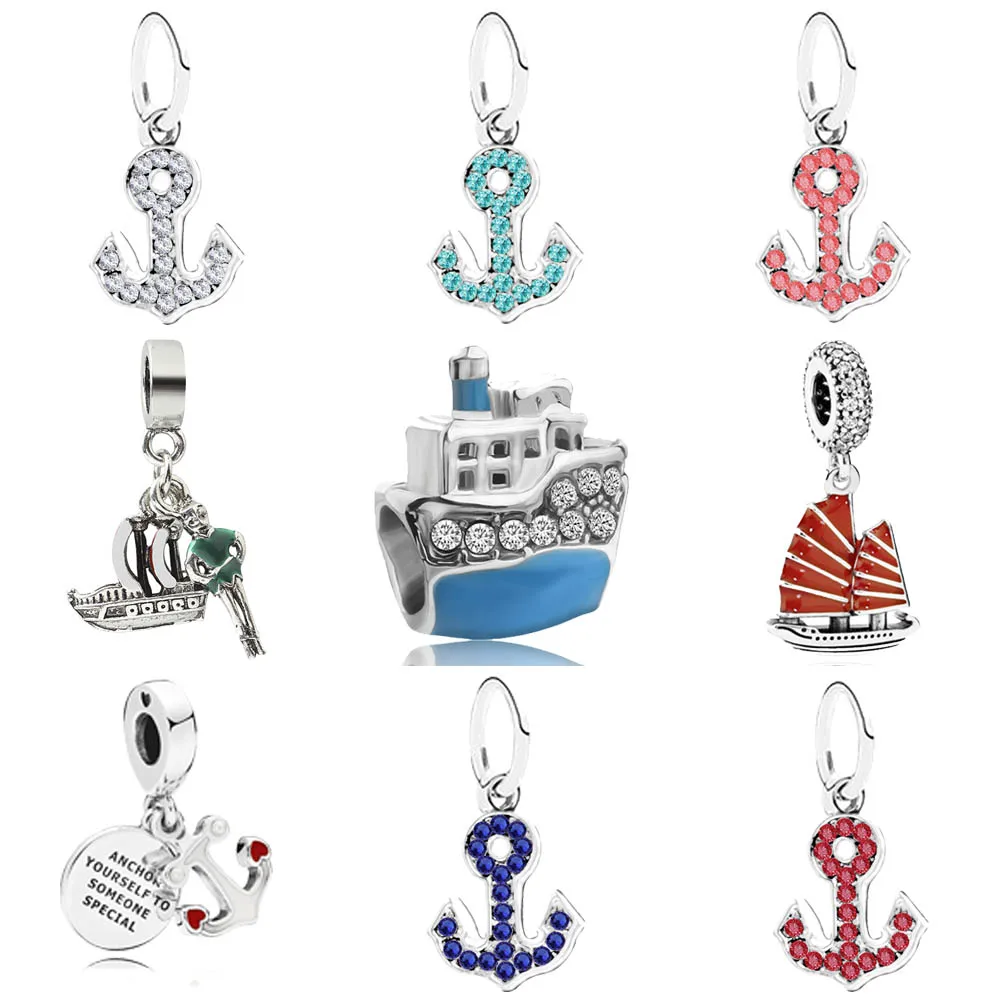Корабль и подвеска талисман в форме якоря Sea lucky charm fit оригинальный браслет pandora diy
