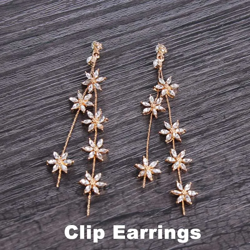 Clip Earrings Золотая Корона, тиара, свадебные аксессуары для волос, украшение для невесты, украшение для головы, корона принцессы, корона для девочек, Рождественская Тиара для девушки - Окраска металла: Clip Earrings