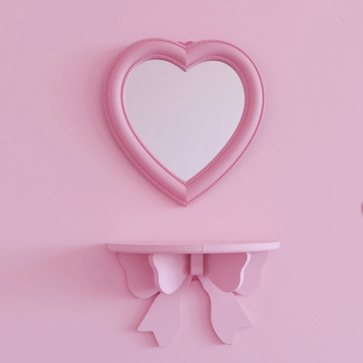 В Корейском стиле розовое зеркало настенный номер украшение в виде слова Love с принтом «сердечки» для маленькой девочки розовое Цвет персиковый макияж гардеробным зеркалом
