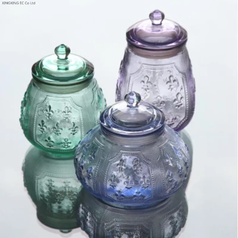 Баночка из цветного стекла пищевая герметичная банка для кофе зерен чая бытовая